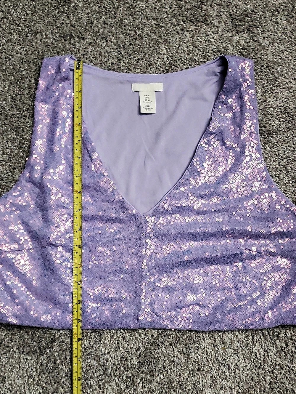 H&M Sequin V-Neck Tank Top Purple XL